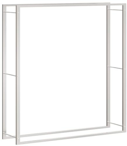 vidaXL Brennholzregal, Kaminholzregal mit viel Stauraum, Kaminholzständer Feuerfest Korrosionsbeständig, Kaminholzhalter Stapelhilfe Feuerholzregal, 110x28x116cm Edelstahl