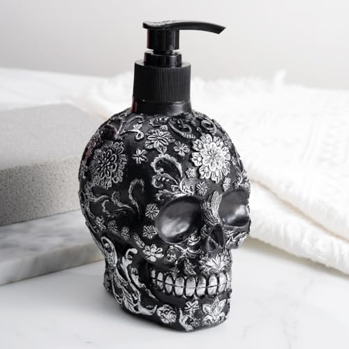 Arola Distributeur de Savon en Forme de tête de Mort avec Pompe antirouille, Bouteille de Lotion Liquide Rechargeable pour Salle de Bain, Chambre à Coucher et Cuisine