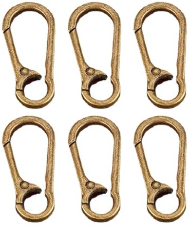 Perfeclan 6 x Karabinerhaken, Schlüsselclips für Schlüssel, Messing, Vintage-Stil, Schlüsselanhänger-Clip-Haken, Feder-Karabinerhaken für Vogelhäuschen,