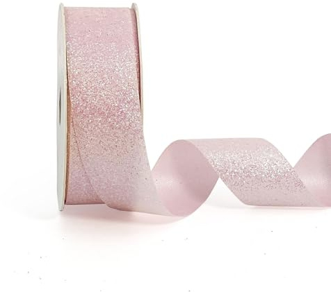 AOKSUNOVA Geschenkband Hochzeit Schleifenband Glitzer Dekoband Rosa | Geschenkband für Hochzeit, Glitzerndes Metallic Schleifenband als Dekoband für Geschenkverpackung und Festliche Dekoration