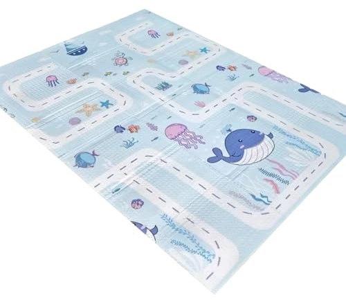 1Above Foldable Baby Playmat 180x130cm | Waterproof | Reversible Large Playmat | Thick Padded XPE Baby Crawl Mat | Ideal for Bedroom, Nursery & Playroom