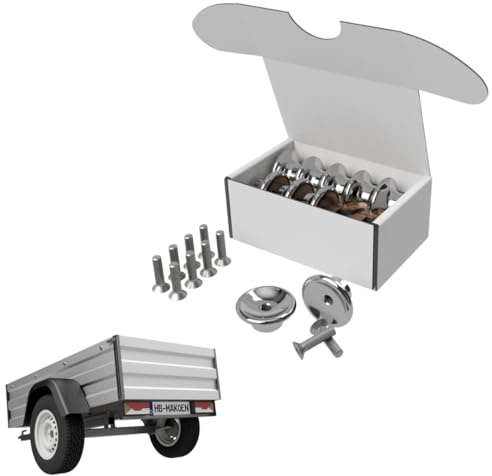Spannringset 10x Edelstahl Planenhaken Planenknöpfe Rundknöpfe für Anhänger rostfrei mit Schrauben (Senkkopf M5x20)