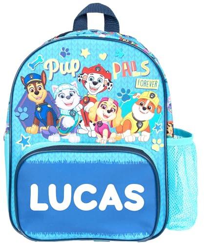 Paw Patrol Personalised Kids Backpack for Boys and Girls Large A4 | Toddlers Nursery Bag Mesh Water Bottle Pocket and Front Zipped Pockets, Personalised with any name