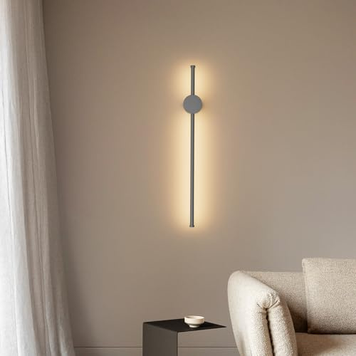 Klighten LED Lange Wandleuchte Innen, 65CM/18W Modern Wandlampe, IP65 Wandleuchten Außen, Wandbeleuchtung Aluminium für Wohnzimmer Schlafzimmer Flur, Warmweiß 3000K, Dunkelgrau
