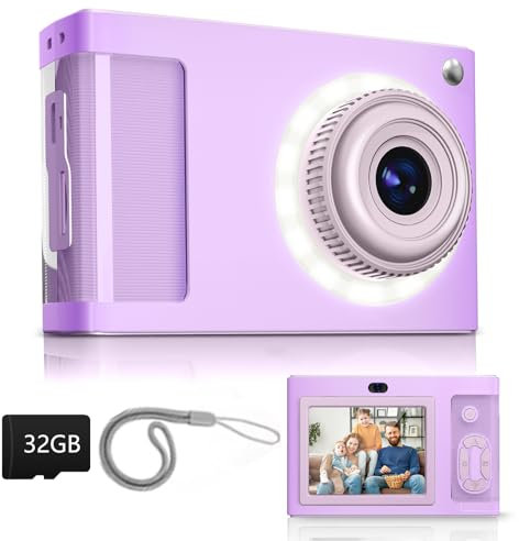 ARNSSIEN Appareil Photo Numérique, Appareil Photo Enfant 1080P Vintage,écran 2.4IPS avec 16 LED de remplissage,cadeau d'anniversaire pour les plus grands,les adolescents,les étudiants,les débutants,Y2