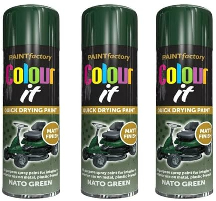 PEBBLE HUG Nato Green Spray, Quick-Drying, DIY Projects, Long-Lasting Performance, Outdoor Equipment, Including Wood, Metal, Glass, And Plastic, 400ml, (3 Pcs)