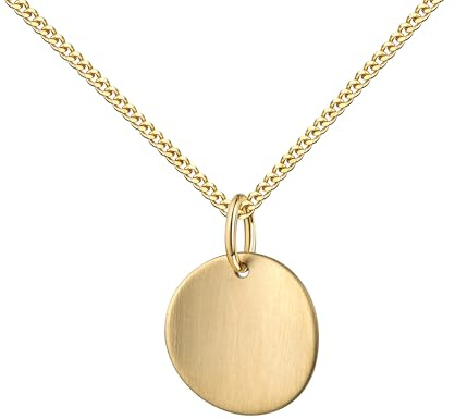 JEVELION Kleiner runder Anhänger 750 Gelbgold gebogen und gebürstet für Damen mit Kette oder ohne Kette wählbar + Schmuck-Etui + Echtheitszertifikat