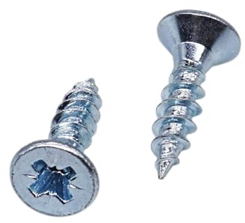SKIR'CO (32 pcs) Vis à bois en acier zingué 4,0 x 16 mm, tête fraisée Pozidriv, vis pour aggloméré, PZ entièrement filetées