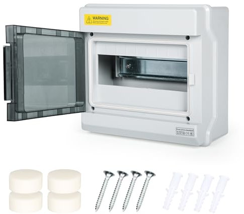 Jadeshay Scatola di Distribuzione, Quadro Elettrico Esterno IP65 Impermeabile Coperchio Trasparente Scatola Elettrica 9 Moduli per Giardini e Ambienti Esterni Umidi,con Morsettiera e Vite