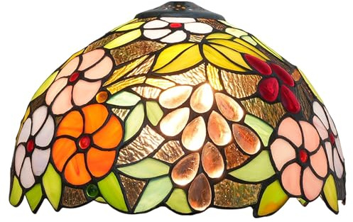 Lampenschirm im Tiffany-Stil, 30,5 cm, Buntglas-Lampenschirm, Ersatz, Traubenblumen, Deckenlampenschirm for Tischlampen, Pendelleuchte, Stehlampe, handgefertigt, Vintage, Heimdeko