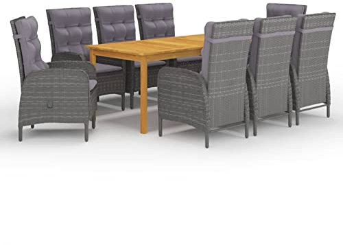 Fasba Gartenmöbel 9-TLG. Sitzgruppe Gartengarnitur Sitzgarnitur Gartenset Tisch Stühle Gartentisch Esstisch Gartensessel Gartenstuhl Grau