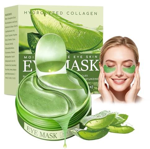 Soodyoow Patch Yeux, 60 Pièces Patch Anti Cernes, Patchs pour Les Yeux Aloe Vera, Patchs Yeuxs Collagene, PatchYeux AntiCernes, Réduit Rides, Cernes et Fermeté