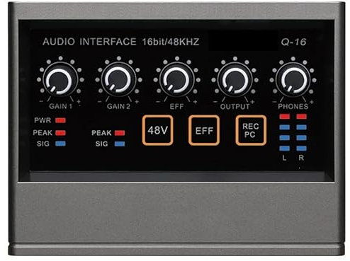 DIKAMAN Audio-Mixer, Q16-Schnittstelle for die Aufnahme von Computern. Kostenloses Laufwerk, Externe USB-Soundkarte for PC Für Karaoke-Studio-Streaming-Aufnahmen