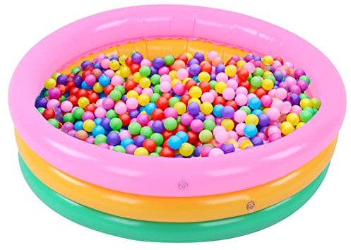's Soft Inflatable Swimming Pool for Infants and Toddlers – Round Shape with 3 Colorful Rings, Bright and Safe Fun for Summer Play (M)