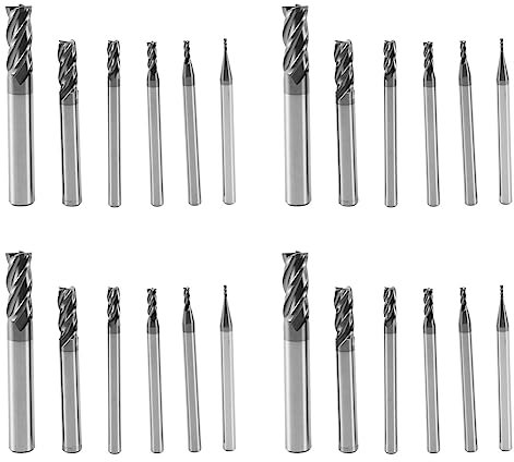 KEALLANS 24 Stücke 4 Flöten Schaftfräser Set für Stähle Platz Cnc Hart Metall Fräser Spiral Fräser Durchmesser (1 2 3 4 6 8mm)