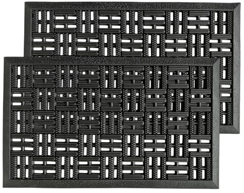 EDS Rubber Door Mat Heavy Duty Non Slip Outdoor Mat Anti Fatigue Dirt Scraper Entrance Floor Mat for Back Door Patio Garden & Lawn 45 x 75 cm (PACK OF 2)