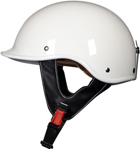 Retrò Mezzo Conchiglia Casco,Casco Da Moto Aperto Caschi A Scodella DOT/ECE Omologato Con Brim Casco Da Moto Scooter Per Donna Uomo Adult Cruiser Chopper Mezzo Casco 10,M