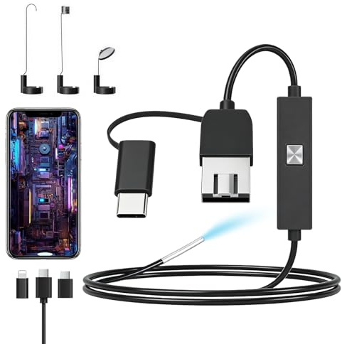Endoskopkamera Mit Licht, 1080 HD Endoskop-Kamera Handy Mit 6 LED Licht, Ip67 Wasserdicht Inspektionskamera, No WiFi, USB Android Endoskop Für Smartphone Tablet-Gerät Endoskopkamera