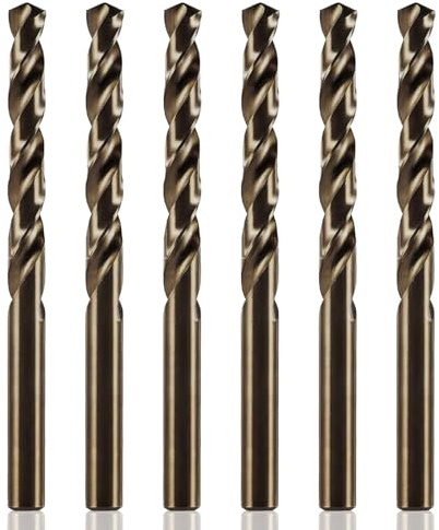 Runihorn Juego de 6 brocas en espiral de cobalto HSS-E de 6,0 mm de diámetro, brocas HSS, para metal, cobalto, con afilado especial de punta, para trabajar metales