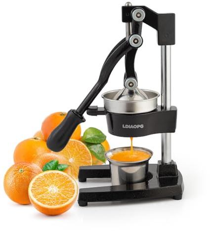 Cast Iron manual juicer, Hand Citrus juicer press, Orange Lemon Squeezer,Heavy Duty Manual Juicer,Commercial Grade,Countertop Extactor for Fruit Juice -Stainless Steel,Easy to Clean Black