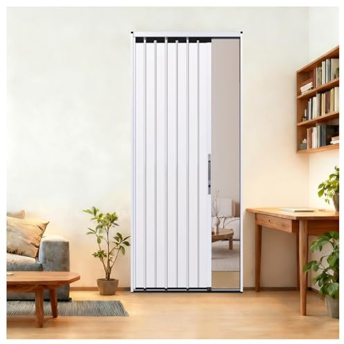 Falttür Aus Aluminiumlegierung, Abschließbar Und Faltbar, Sicherheitstür, Sichtschutztür Für Badezimmer, Schlafzimmer, Küche Oder Speisekammer(Weiß,70x200cm)