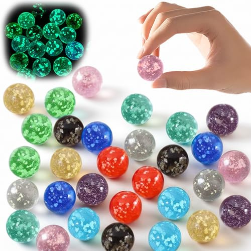 Eniyou 30 PCS Biglie Luminose 12mm di Fosforescenti Biglie si Illuminano Palline di Vetro Luminose Biglie di Vetro Che Si Illuminano al Buio