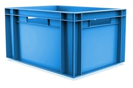 HomeHQ 3x 20 Litre Euro Stacking Container, Plastic Garage, Warehouse Storage Boxes 6 Pack (BLUE)