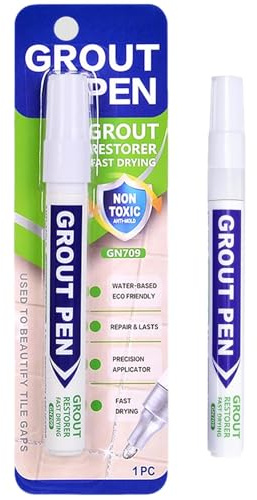White Grout Pen for Tiles, Tile Paint for Bathroom & Kitchen, Grout Paint to Restore Tile Grout on Wall and Floor (pack of 2)