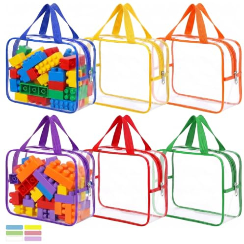 6 Colors Clear Toy Storage Bags with Handle Waterproof PVC Organiser