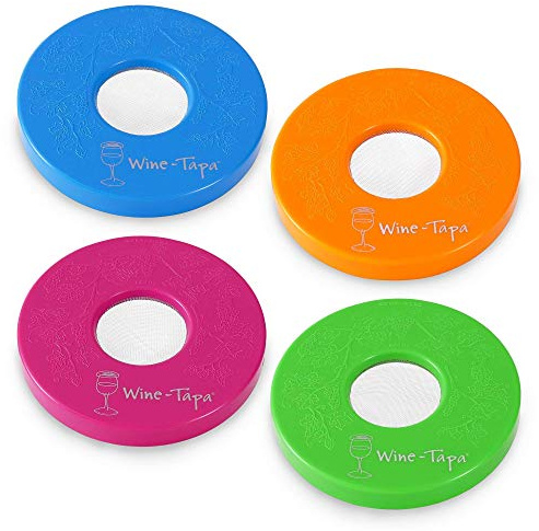 Wine-Tapa Wine Tapa Wine Glass Covers Set of 4 4 Hot Pink Sky Blue Lime Green Tangerine