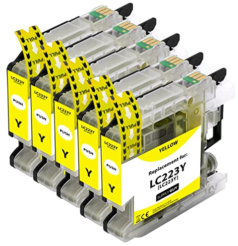 Supply Guy 5 Druckerpatronen kompatibel mit Brother LC223 LC-223XL LC-225 LC-227 Gelb mit Chip und Füllstandsanzeige für MFC-J5320DW MFC-J5620DW MFC-J480DW DCP-J4120DW DCP-J562DW und weitere