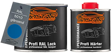 TRISTARcolor RAL 5010 Enzianblau 2K Autolack glänzend 0,75 Liter / 750 ml Dose inkl. Härter