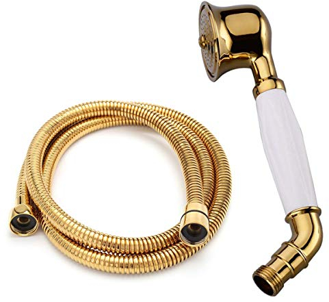 Nostalgie Gold Duschkopf Brausekopf Handbrausen mit Brauseschläuche Messing
