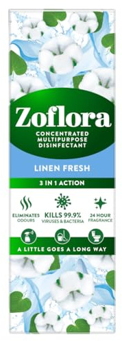 Zoflora Linen Fresh All Purpose Concentrated Disinfectant Liquid, Antibacterial and Multi-Surface, Pet Safe Disinfectant, Kills 99.9 Percent Of Bacteria and Viruses, 1 X 250 ml