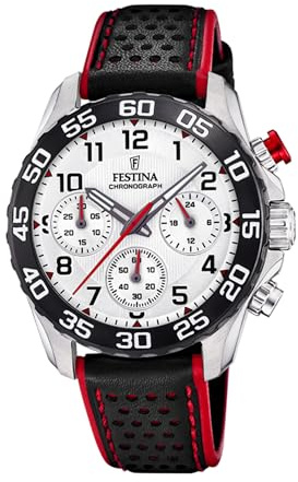 Festina Orologio Bambino Analogico Cronografo in Pelle Nera - Movimento al Quarzo - Vetro Minerale ad Alta Resistenza - Resistente all’Acqua 5 ATM - Classico F20458/1
