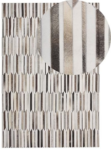 Beliani Moderner Leder-Teppich Patchwork beige/braun 140 x 200 cm Kulalar