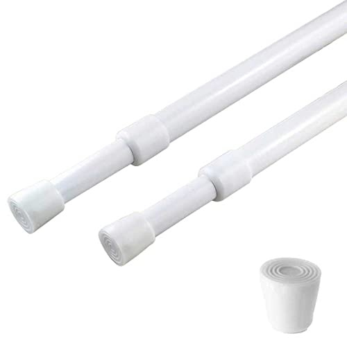 Confezione da 2 aste per tende regolabili da 71 a 100 cm, diametro 5/8, colore bianco, aste piccole e corte espandibili a molla per finestre, bagno, armadi, cucina