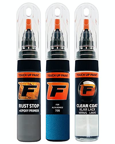 FIRANTO Kit Riparazione Vernice Auto per Alfa Romeo 756 Misano Blue - Set rimuovi Graffi per Vernice Auto 3in1-15ml Primer, Pennarello ritocchi Vernice, Vernice lucidante
