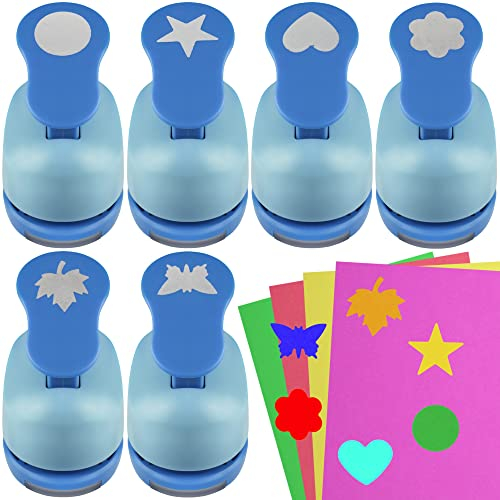 ECOHU Set 6 Bastellocher 2,5 cm, Bastelstanzer - Herz, Kreis, Stern, Schmetterling, Ahornblatt, Blume Papierstanzer Sets für Basteln & DIY Projekte (Set 6)