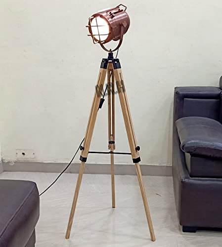 Lampadaire vintage réglable sur trépied moderne rustique en métal vieilli industriel pour salon et chambre à coucher