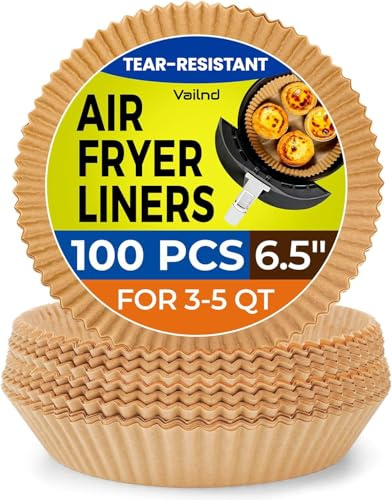 Air Fryer Paper Liners Disposable: 100pcs Oil Proof Parchment Sheets Round, Airfryer Paper Basket Bowl Liner for Baking Cooking Food