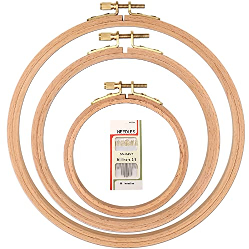 MUFEKUM 3 Stück 3 Größen Stickrahmen aus Buchenholz, Kreuzstichrahmen aus Holz, für Stickerei, Kreuzstich, Nadelarbeiten, Kunsthandwerk Nähen und Aufhängen, 20.3 cm, 3 cm. )