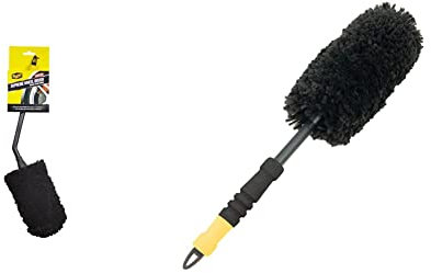 Meguiar's X190700EU Supreme Microfibre Angled Wheel Cleaning Brush, Medium, Completely Safe Wheel Cleaning & X1902EU Supreme Microfibre Wheel Brush, Medium, Completely Safe Wheel Cleaning, Black