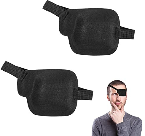 2 Stück Augenklappe Kinder Brille, Verstellbare Augenklappe Kinder für Das linkes Auge Bequeme Medizinische Augenklappe Schwarz
