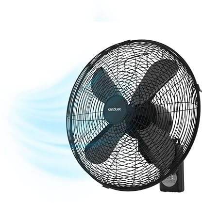 Cecotec Wandventilator EnergySilence 4500 Power Wall Control Black, 50 W | 45 cm Durchmesser, 4 Flügel, LED-Fernbedienung, 3 Geschwindigkeiten, Timer bis 8 Std., einfache Wandmontage