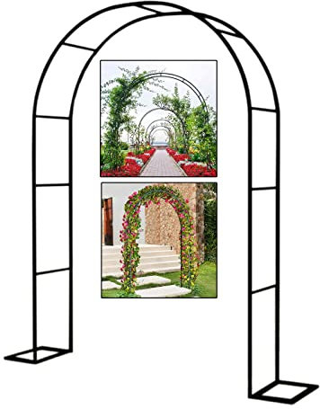 Arco Da Giardino In Metallo Con Base Resistente Padiglione Traliccio Da Giardino Supporto Arco Di Rosa Per Piante Rampicanti Facile Da Montare(W120xH220cm)