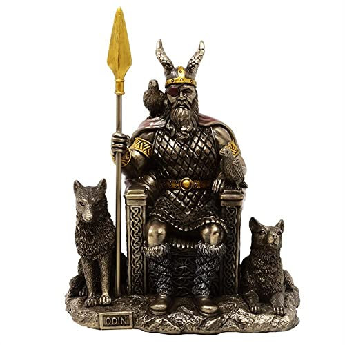 MystiCalls by Mayer Chess Dekofigur bronziert - Modell Odin sitzend 21 cm - Bronzefigur Figur Deko Wohndeko