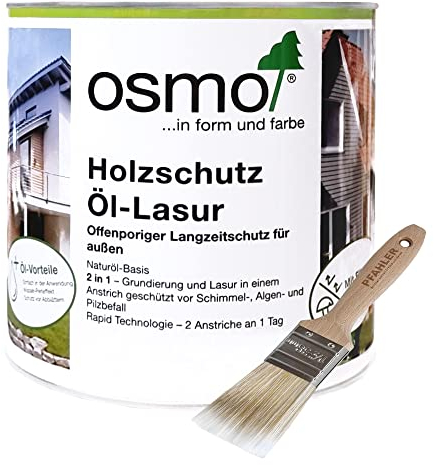 OSMO Holzschutz Öl-Lasur. 2,5l + Flächenstreicher Pinsel von Pfahler (702 Lärche transparent)