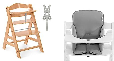 Hauck Kinder Hochstuhl Alpha+ - Mitwachsender Holz Babystuhl (FSC zertifiziert) & Alpha Cosy Comfort Sitzverkleinerer ab 6 Monate