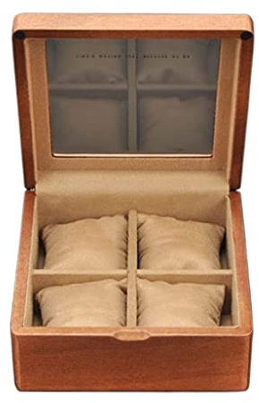 Uhrenkoffer Uhrenrolle Uhrenbox Uhrenschatulle Uhrenbox Aus Holz Mit Transparenter Glasabdeckung, Uhrenbox Mit 4 Ziffern Uhrenetui Uhren Aufbewahrungsbox (Color : A, Size : 17.5 * 17.5 * 8.5cm)
